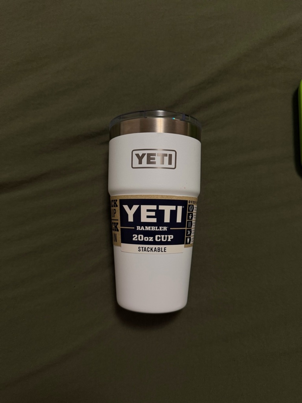 Yeti White Rambler 20oz Stackable Cup